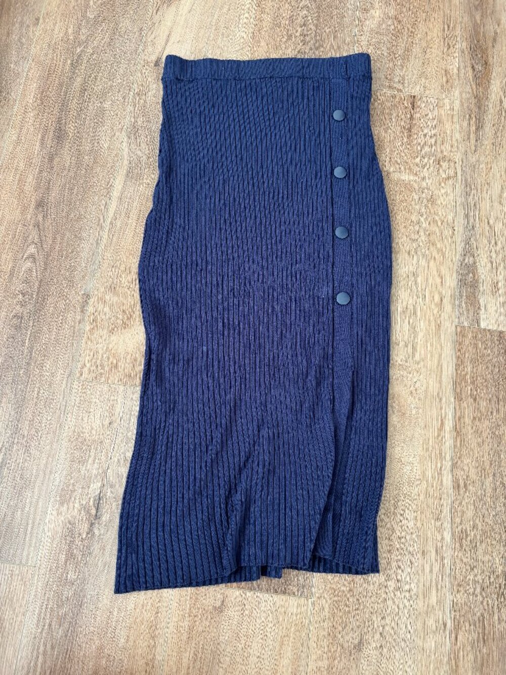Nine West Navy Ribbed Midi Skirt - Size Small